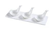 product of Yanco PS-721 Tasting Spoon Set - 3 2" 2oz Porcelain Spoons, 10-1/2" x 3-1/2" White Tray, Set