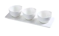 product of Yanco PS-722 Tasting Spoon Set - 3 3" 4oz Porcelain Cups, 10-1/2"x3-1/2" Tray, White - Set