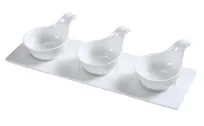 product of Yanco PS-723 - White Porcelain Tasting Spoon Set, 3 x 3-1/4" 4oz Spoons, 13-1/2" x 4-1/2" Tray - Set