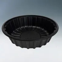 product of Invacus PRW-19005 Black PP Round Tray, 7.5" Dia x 1.2" H, Microwave Safe, EHS-1900 Fit - 1/Case