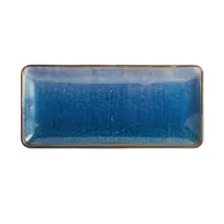 product of Mikasa 5266876 Starlit Rectangular China Platter, 14" x 6.3", Vitrified Porcelain, Blue