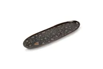 product of Chic 5314849 Oval Porcelain Platter, 12.9" x 3.7", Black with Gold Trim, Dishwasher & Microwave Safe