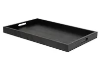 product of Select Concept BQ700B Serving Tray - Oak Wood, Black Finish, 15" x 23" x 2" Handles - 1/Each