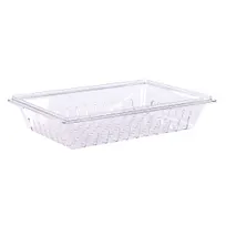 product of Carlisle 1062807 StorPlus Colander, 26" x 18" x 5", Clear Polycarbonate, Perforated Stackable, NSF