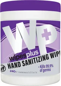 product of Carlisle 33884 WipesPlus Hand Sanitizing Wipes, Canister, White, Antimicrobial, 100 Sheets, - Case