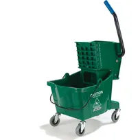 product of Carlisle 3690809 Mop Bucket Combo, 26 Qt Green Polyethylene Bucket with Side-Press Wringer - 1/Each
