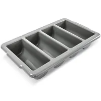 product of Concasse MCC52654 4-Compartment Cutlery Bin with Grey Plastic Bins, Black/Cherry Finish - Utensil Organizer for Kitchen Storage