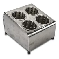 product of Concasse MCCUAI04 4-Compartment Stainless Steel Utensil Holder with Cutlery Bin, Black/Cherry Finish