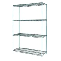 product of GSW USA WSE-2460 Wire Shelving Unit, 60" x 24" Green Epoxy Coated Wire Shelf with Split Sleeves