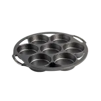 product of Lodge BW7MCP Cake Pan, 12" x 11-1/2" x 1-1/10", 7 3-3/10" Cakes, Iron, PFOA/PTFE Free, Made in USA