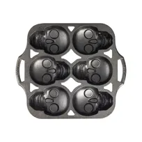 product of Lodge BWSKULL Mini Cake Pan, 12" x 11-1/2" x 1-1/10", 7 Skull Cake, Cast Iron, PFOA/PTFE Free