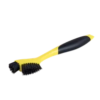 product of Lodge CGBRSH Corner & Groove Scrub Brush, Black/Cherry Plastic Handle, Poly Bristles