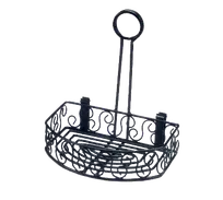 product of American Metalcraft CRS68 Condiment Caddy, 8-1/4" x 6-1/4" x 9" Black Wrought Iron, Menu Clip