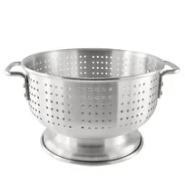 product of CAC China ALCL-08SH Colander, 8 qt., 12" dia., Round, Flat Handles, Footed, Aluminum