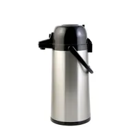 product of CAC China APGL-22PB Airpot, 2.2 Liter, Glass Lined, Push Button, Black Lid, Stainless Steel Exterior