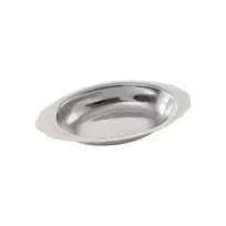product of CAC China AUDS-15 Au Gratin Dish, Oval 15 Oz 15" Handles, Oven-Safe Stainless Steel, Mirror Finish