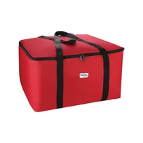product of CAC China BTCA-1222R Insulated Food Delivery Bag, 22" x22" x12", Top Load, Zipper Lid Closure, Water-Resistant Nylon, Black/Cherry, Reinforced Strap