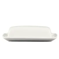 product of CAC China BTD-8 Butter Dish Set, Porcelain 8-1/4" x 4-1/4" x 3/4" Dish with Cover, Safe - Set