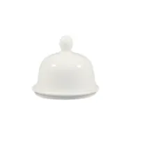 product of CAC China BUT-1 Butter Dish Set, 1 Oz 3-1/2" Dia x 3" H Round Porcelain White, Dishwasher Safe - Set