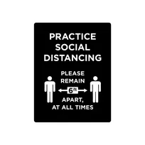 product of CAC China CCSN-DT6 Stanchion Sign - Double-Sided “Practice Social Distancing", White on Black- 1/Case