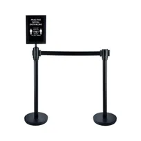 product of CAC China CCSN-SET6 Stanchion Set, 36" Stands, 6-1/2-Ft Retractable Belt, Social Distancing Sign - Set