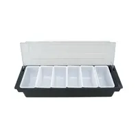 product of CAC China CDHL-6 6-Compartment Condiment Bar, Ice-Fillable Base, Black, BPA-Free, NSF Certified