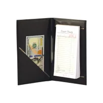 product of CAC China CKPR-9K Order Holder, 8-1/2" x 5-1/4" Black Check Presenter with Elastic Pen Loop
