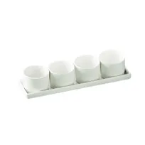 product of CAC China DT-SQ10 Tray & Bowl Set, 4 Porcelain Bowls 2" Ø, 9" Tray, White, Dishwasher Safe - Set
