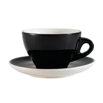 product of CAC China E-11-BLK - 11 oz Cup (4.5" x 2.875"), 6.5" Saucer, Black, Oven & Microwave Safe - Set