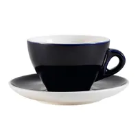 product of CAC China E-11-CBU Cup & Saucer Set, 11 oz 4"5" Dia Cup, 6.5" Dia Saucer, Porcelain, Blue Super White - Set