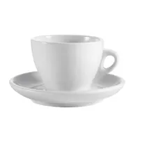 product of CAC China E-11 Cup & Saucer Set, 11 oz 4.5" Cup with 6.5" Saucer, Porcelain, Microwave Safe - Set