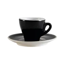 product of CAC China E-3-BLK Cup & Saucer Set, 2-3/8" H Cup and 4-7/8" Dia Saucer, Black, Safe - Set