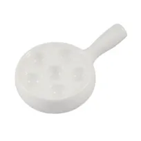 product of CAC China ESD-10-H Escargot Plate, 10" Round Porcelain, White, Dishwasher Safe, 6 Hole Handle - 1 Dozen