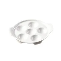 product of CAC China ESD-8 Escargot Plate, 8-1/2" x 7-1/4" x 1-1/4" Porcelain, Super White, Dishwasher Safe - 1 Dozen
