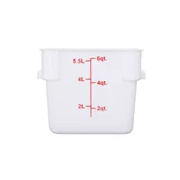 product of CAC China FS3P-SQ6W Square Food Storage, 6 Qt White Polypropylene, Stackable, Dishwasher/Freezer Safe