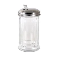 product of CAC China G2SP-12F Sugar Pourer Shaker, 12 oz Glass with Stainless Steel Flat Top - 1 Dozen
