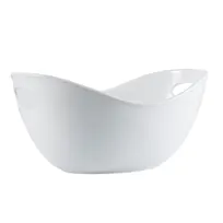 product of CAC China ICB-15 Super White Porcelain Ice Bucket, 4 Qt, 15"L x 10"W x 7"H, Oval Deep with Handles