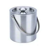 product of CAC China ICBS-66 Stainless Steel Ice Bucket, 66 oz., Double-Wall, Handled, with Cover, Silver