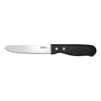 product of CAC China KPSK-50 Jumbo Steak Knife, 5" Stainless Steel Blade, Black Plastic Handle - 1 Dozen