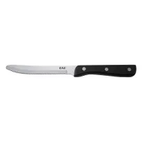 product of CAC China KPSK-50F Steak Knife, 5" Stainless Steel Blade, Black Plastic Handle, 1 Dozen