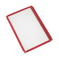 product of CAC China MCP1-58RD Menu Cover, 1-Pocket Booklet, 8-1/2" x 5-1/2" Clear View, Brass Corners, Red Trim