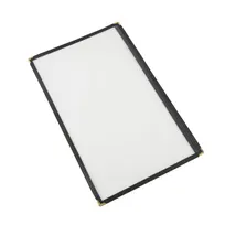 product of CAC China MCP1-914BK Menu Cover, 1-Pocket 8-1/2" x 14" Legal Insert, Brass Corners, Black Trim