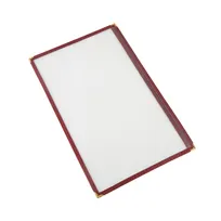 product of CAC China MCP1-914BY Menu Cover - 8-1/2" x 14" Vinyl Booklet, Brass Corners, Clear View, Legal Insert