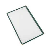 product of CAC China MCP1-914GN Menu Cover, 1-Pocket, 8-1/2" x 14" Legal Insert, Brass Corners, Green Trim