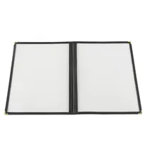 product of CAC China MCP2-911BK Menu Cover, 2-Pocket Vinyl Booklet, 8-1/2" x 11" Black Trim, Double-Sided View