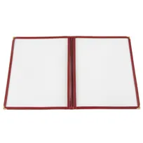 product of CAC China MCP2-911BY Menu Cover, 2-Pocket, 8-1/2" x 11", Clear View, Brass Corners, Burgundy Trim