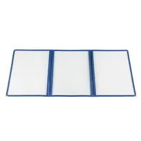 product of CAC China MCP3-911BL Menu Cover 3-Pocket Vinyl 8.5" x 11" Clear Double-Sided View Blue Trim