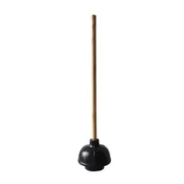 product of CAC China PLGW-24 Plunger - 24" Wooden Handle, Black Rubber Cup, Heavy-Duty Bathroom Tool
