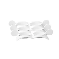 product of CAC China PT-SQ8 Tasting Spoon Set with Tray, 6 Black/Cherry Spoons 4"x1.5" and 8.5"x7" Tray - Set