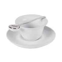 product of CAC China PTC-5-S Cup & Saucer Set, 7" Cup 5-1/4" x 4-1/8", 6-1/4" Saucer, Spoon, Porcelain - Set